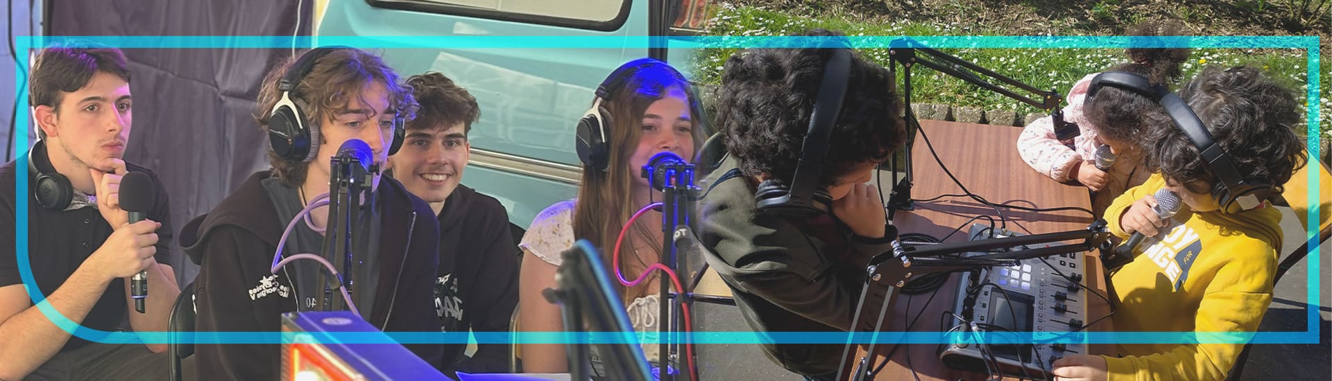Des jeunes au micro pendant un atelier radio du Média Van.